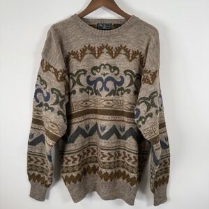 Vintage‎ Peter England Pullover Sweater Aztec Cardigan Nordic Size Large